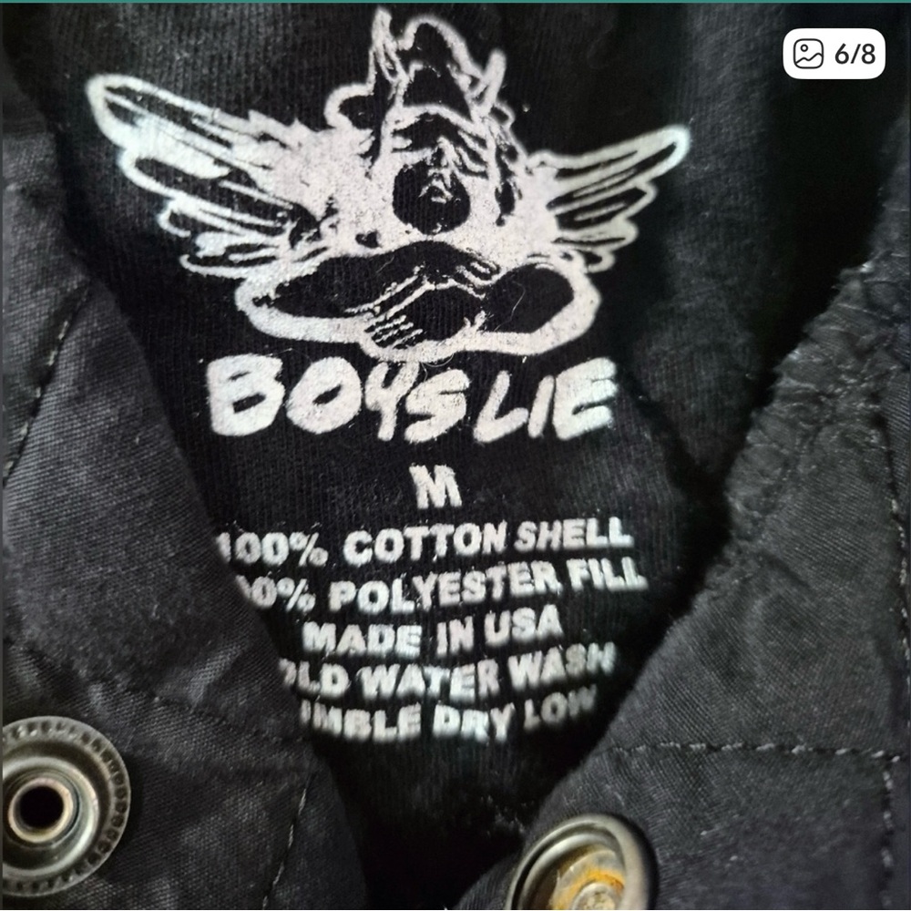Boys Lie Black Quilted Pants with White Logo - Picture 6 of 8